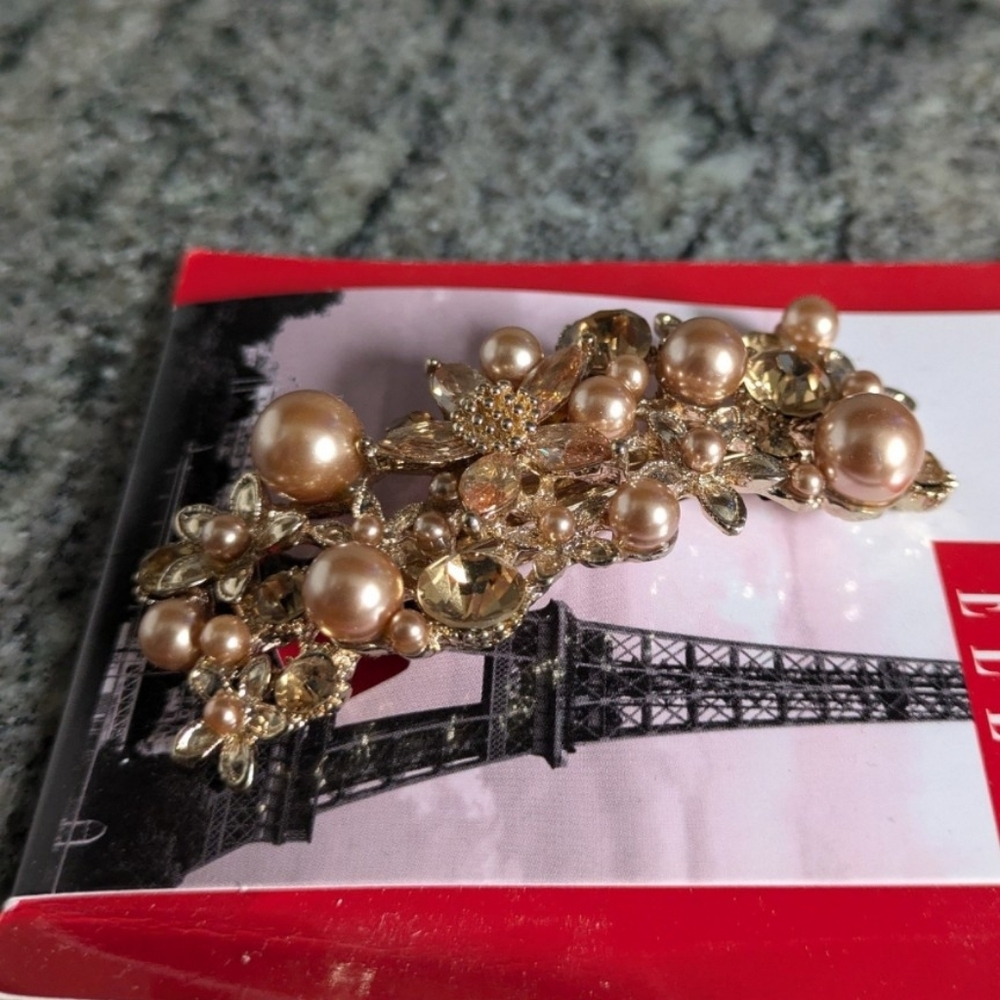 New Pearl & Rhinestone Barette - Picture 3 of 6